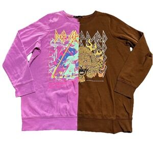 Torrid Def Leppard Graphic Crew Neck Long Sleeve Sweatshirt Size 14 Purple Brown